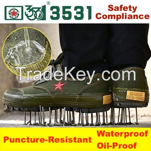3531 Three-proof Nano Safety Shoes: Puncture-Resistant, Waterproof, Oil-Proof Canvas Unisex Shoes