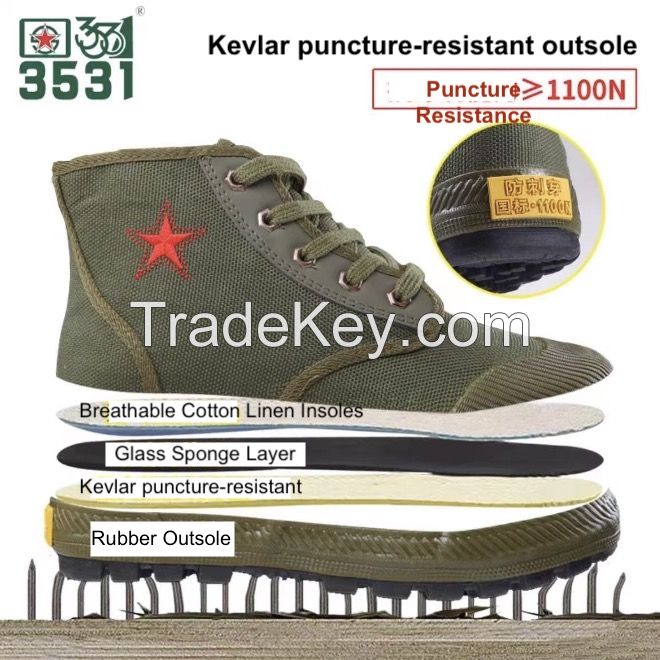 3531 Three-proof Nano Safety Shoes: Puncture-Resistant, Waterproof, Oil-Proof Canvas Unisex Shoes