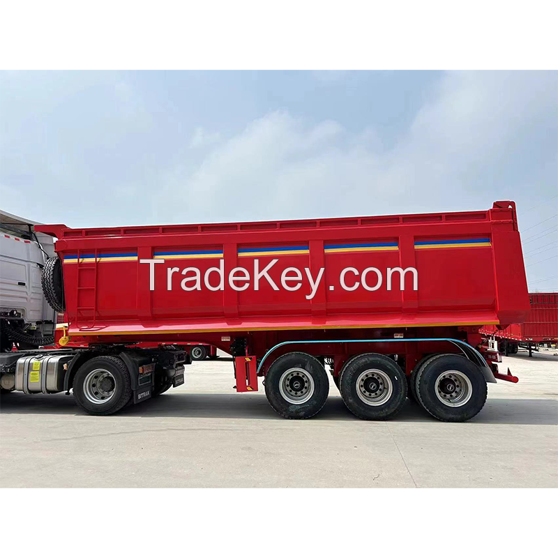 China Heavy duty 3 axle 4 axle 80 ton tipper truck rear dump semi trailer for sale