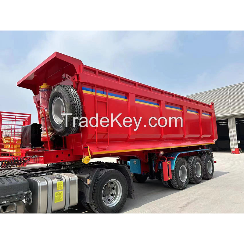 China Heavy duty 3 axle 4 axle 80 ton tipper truck rear dump semi trailer for sale