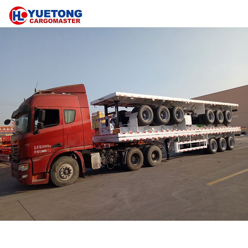 High capacity Container Transport Flat Bed Trailer 3 axle Flatbed Semi Trailer for sale