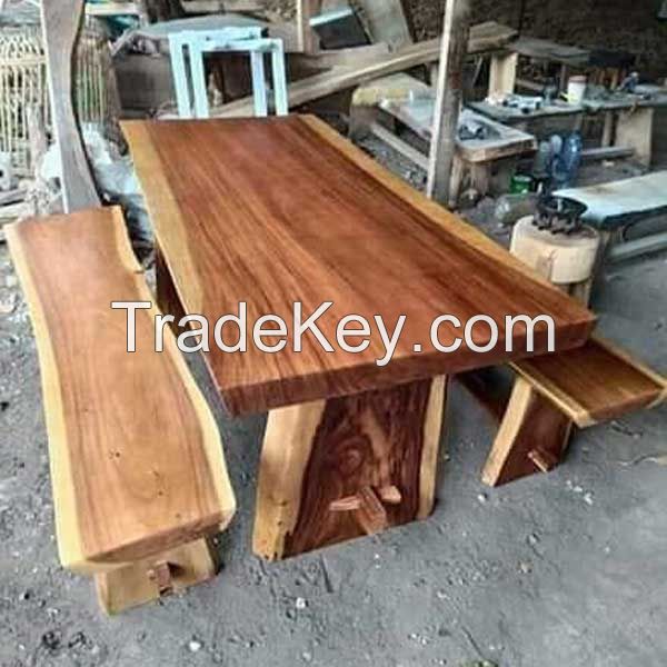 Trembesi Dining Room Set Table with Bench