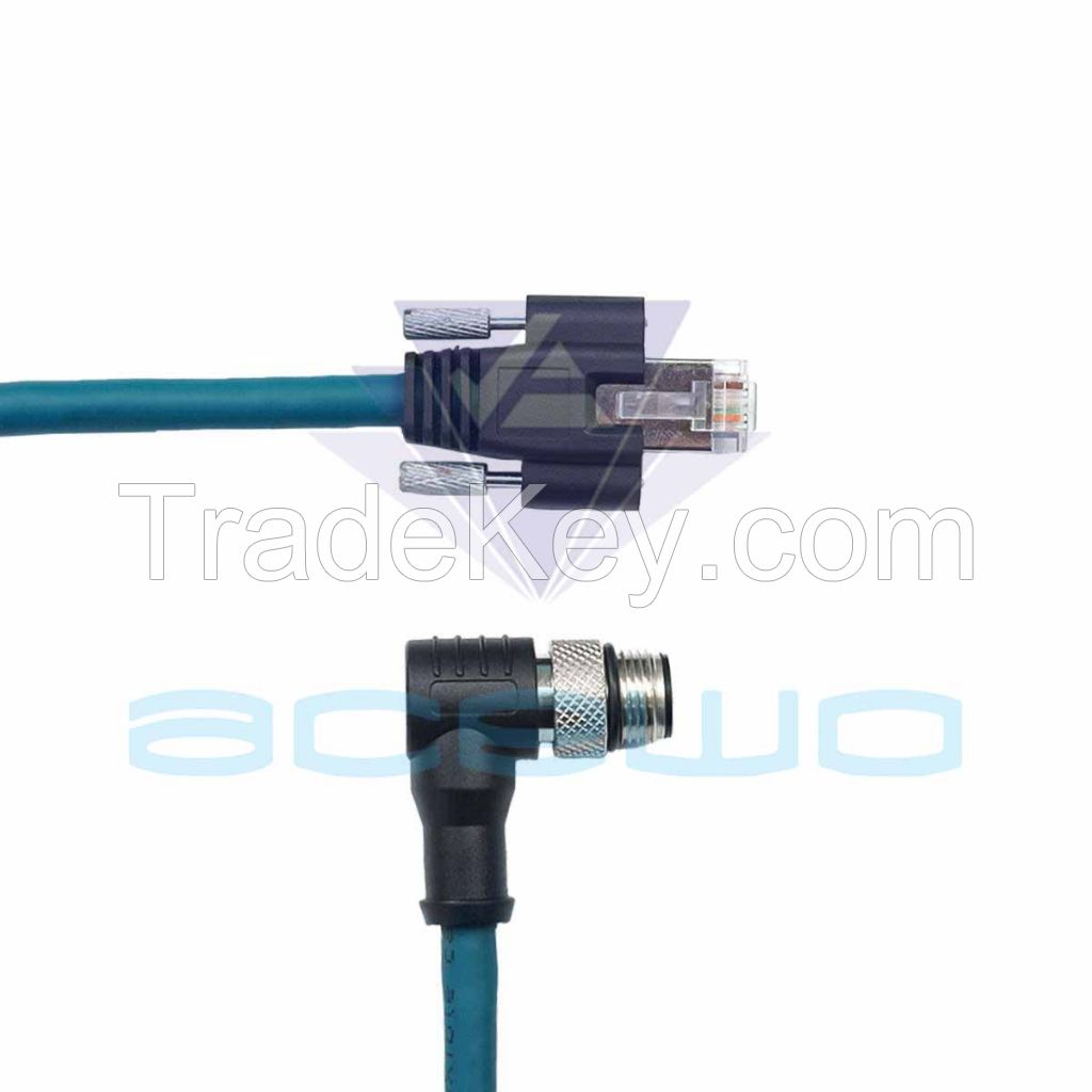 m12 to rj45 cable GigE with screw lock connectors 8pin