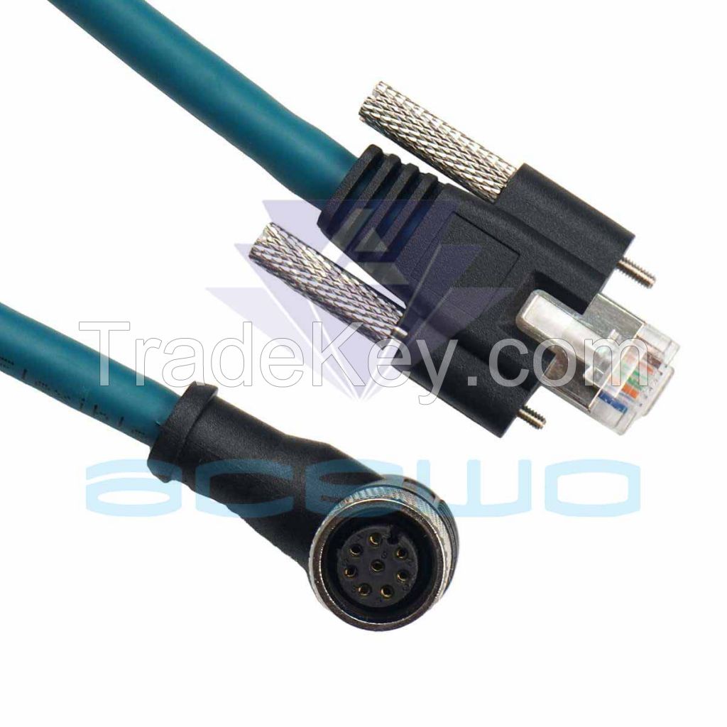 vision m12 ethernet connector with rj45 network patch cable