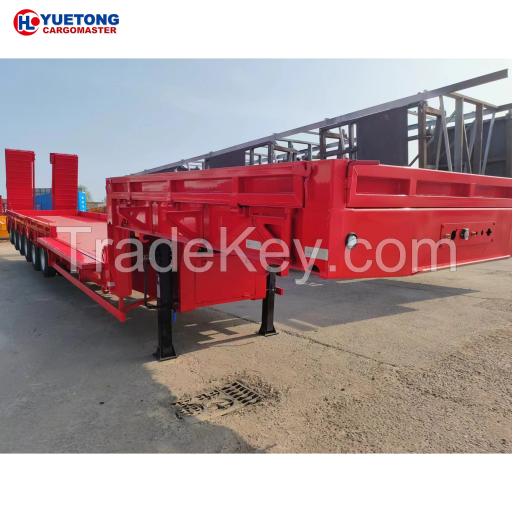 3-axle 4-axle Direct sale multi-use very low flat floor bed heavy duty transportation low-bed truck semi trailer