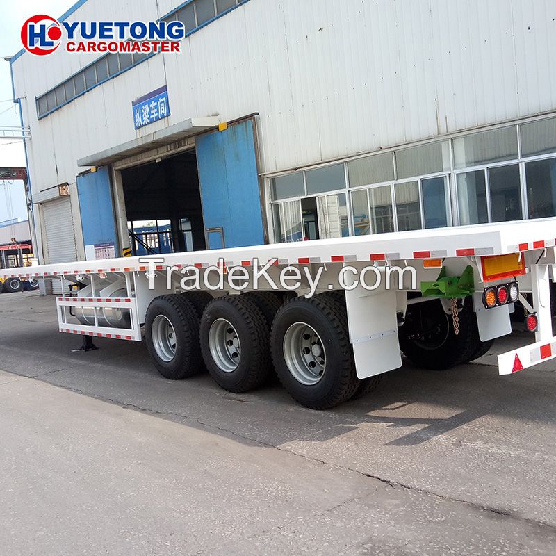 3-axle 4-axle Direct factory 20ft 40ft mechanical suspension steel platform container flatbed semi trailer