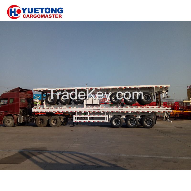 3-axle 4-axle Direct factory 20ft 40ft mechanical suspension steel platform container flatbed semi trailer 
