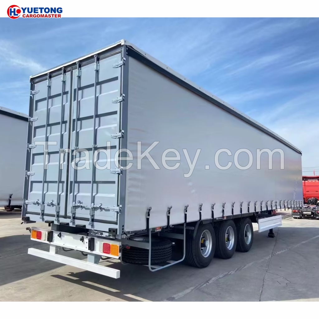 3 axles  High quality factory direct sales air suspension side curtain Van Box Semi-trailer