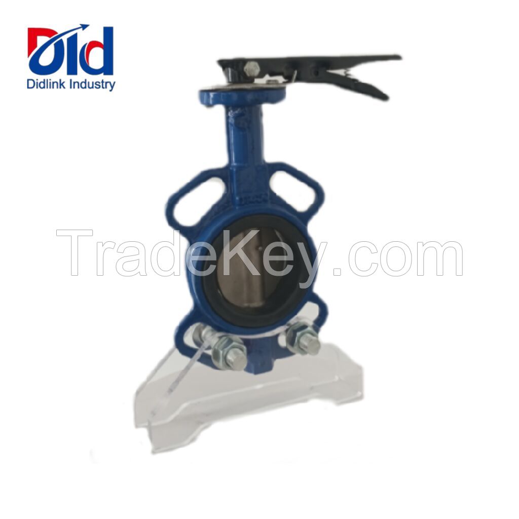 Stainless Steel 304 Turbine Manual Butterfly Valve Ptfe Wafer Type Design For  Water & Gas