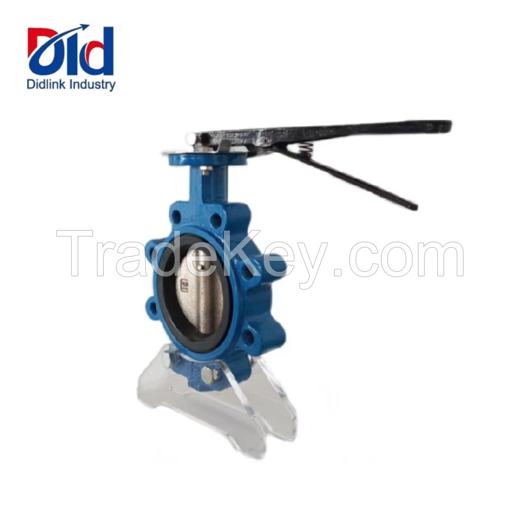 Lug style Ductile Iron Nickel Plated Pinless Butterfly Valve with Handle Lever