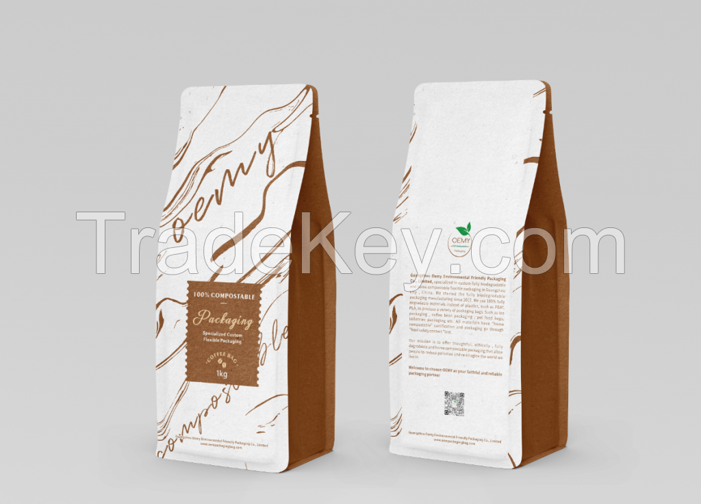 Custom home biodegradable coffee bag packaging for 1kg coffee