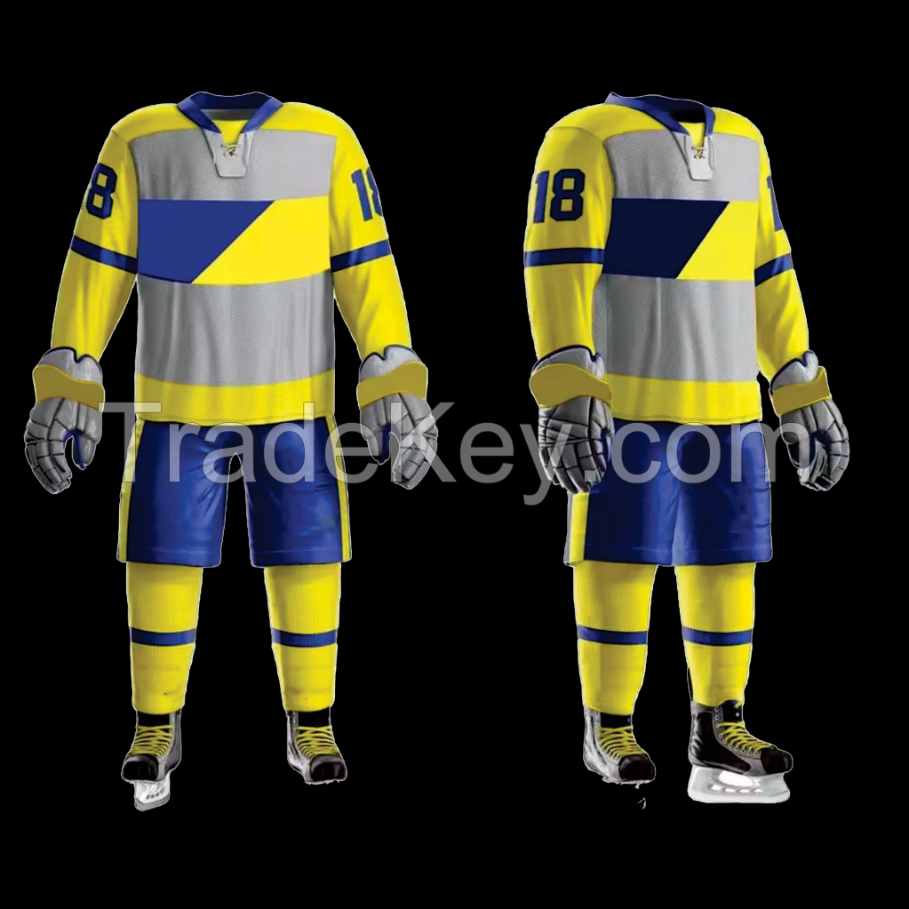 Sports Team Wear 100% Polyester Ice Hockey Jersey And Pants For Practice Wholesale Top Quality Soft Ice Hockey Uniforms