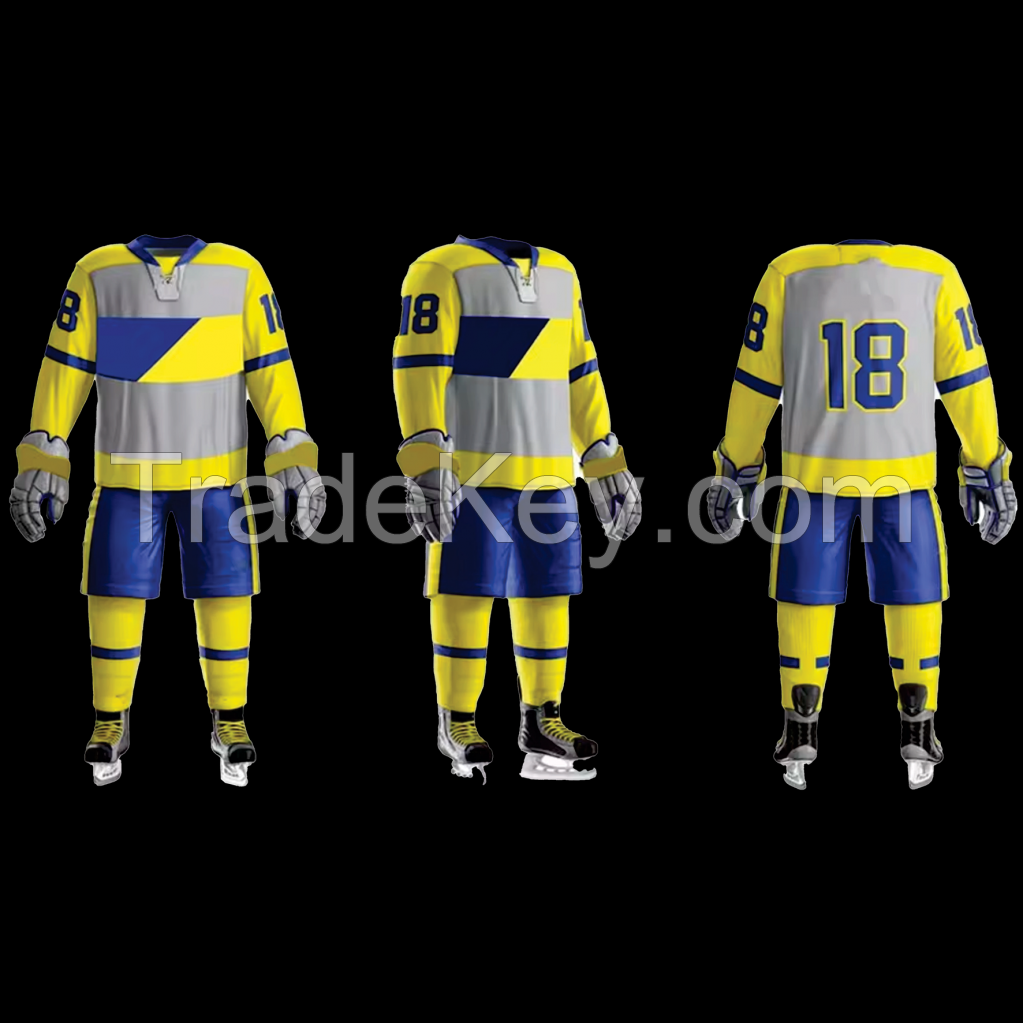 Sports Team Wear 100% Polyester Ice Hockey Jersey And Pants For Practice Wholesale Top Quality Soft Ice Hockey Uniforms