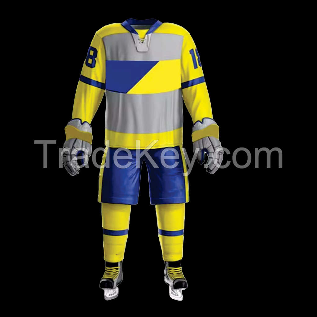 Sports Team Wear 100% Polyester Ice Hockey Jersey And Pants For Practice Wholesale Top Quality Soft Ice Hockey Uniforms