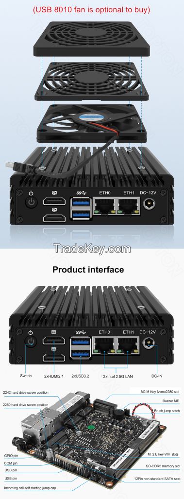 Topton X86 P5 12th Gen  Mini RouteIntel i3 N305 N200 N100 N97 DDR5 Firewall PC 2xi226-V 2.5G LAN Fanless Mini PC Proxmox Server