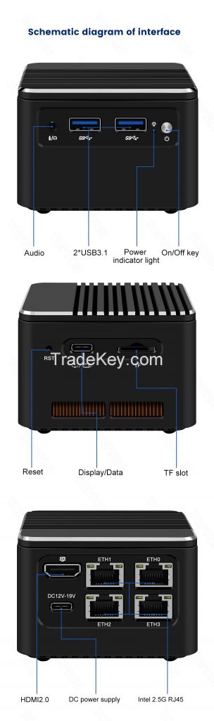 Topton Super Mini Soft Router M1 12th Gen Alder Lake i3 N305 N100 4x Intel 2.5G LAN Firewall Mini PC Type-C Proxmox pfSense ESXi