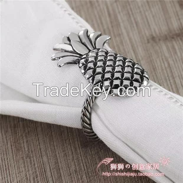 Luxury pineapple Metal Daily Napkin Rings Holder