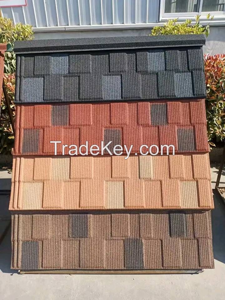 PERFESO Stone Coated Steel Roof Tile 0.35 0.4 0.45 mm Metal Roofing Sheet Nosen Style 10+ Colors