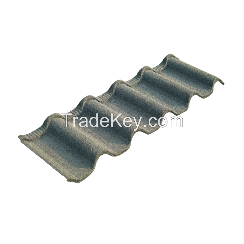 0.3-0.45mm Al-Zinc China Roofing Material Interlock Stone Coated Metal Roofing Sheet for Export Oversea Roof Construction Material Roofing Tiles