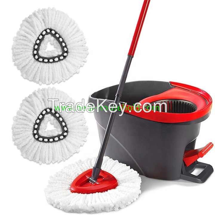Heqi household Microfiber Spin Mop & Bucket Floor Cleaning Mop, icrofiber Spin Mop, Bucket Floor Cleaning System, Red, Gray