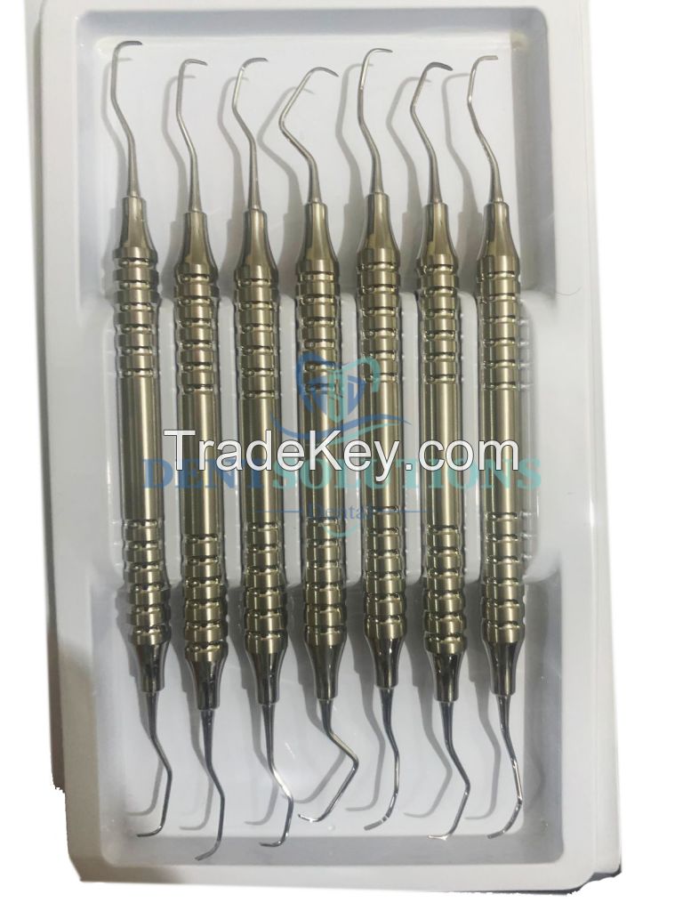 Dental Periodontal Gracey Curettes Scalars set of 7pcs Hollow Handle