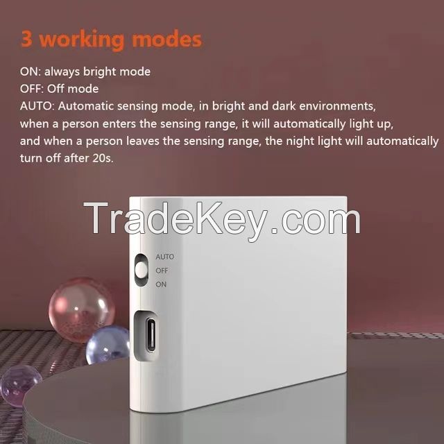 Motion Sensor Night Light Wireless USB Charging Human Body Induction Wall Light Bedroom Corridor Cabinet Bathroom Kitchen Stair