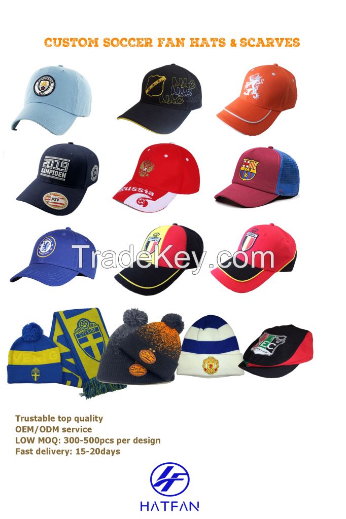 Custom soccer fan hats& scarves