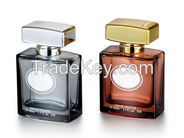 luxury glass perfume bottle 100ml square shape customized color and logo