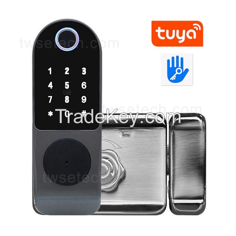 Tuya APP WiFi Smart Home Electric Deadbolt Door Rim Lock Fingerprint Door Lock