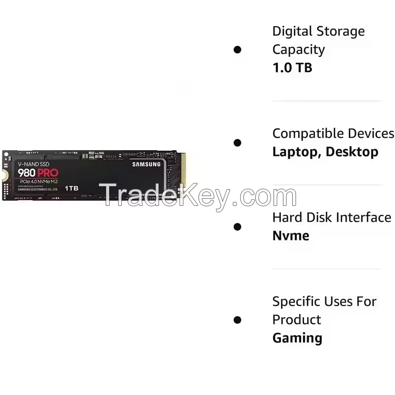 Samsung 980 PRO 1TB SSD MZ-V8P1T0BW PCIe 4.0 NVMe M.2 Drive, 7000 MB/s Read Speeds for Laptop Disks, 1TB, 2TB, 4TB