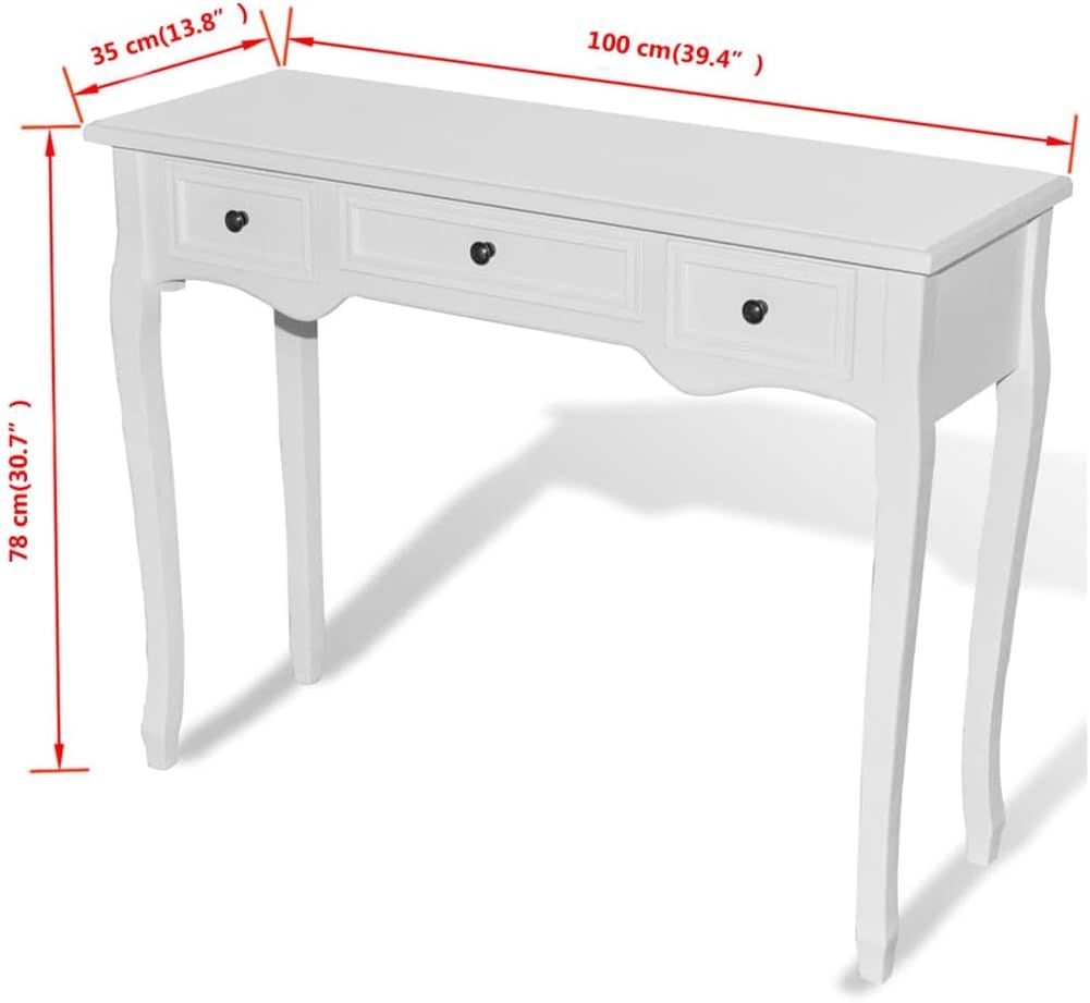 Console Table 3 Drawers 100x35x78H cm Banio white color