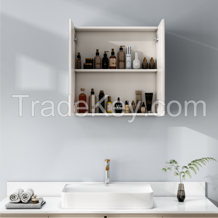Bathroom Wall Mounted Mirror Cabinet 60 x 15 x 60Hcm White 