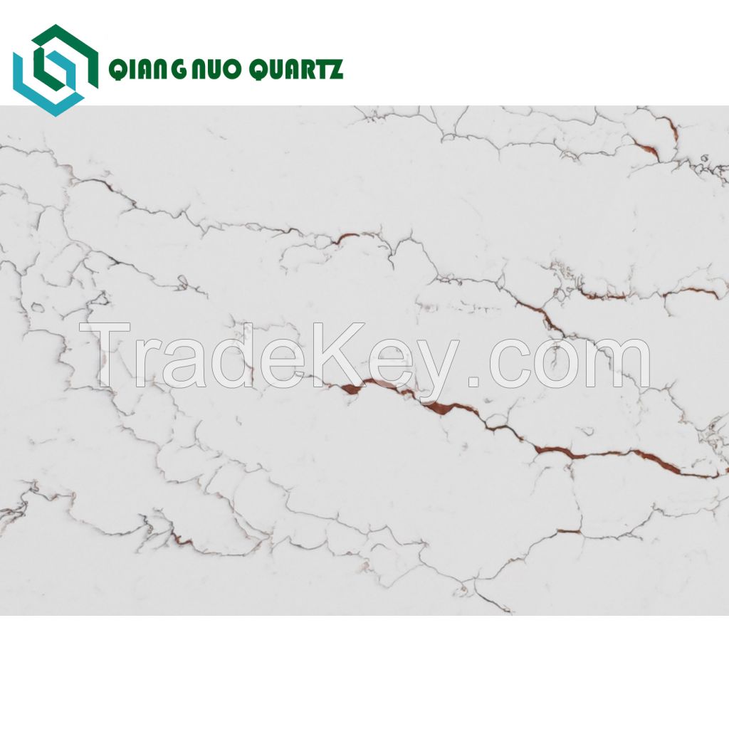 Cheap Price Supplier Polished 3.2m 1.6m Artificial Calacatta Stone Gold Modern Quartz Big Slab For Hotel