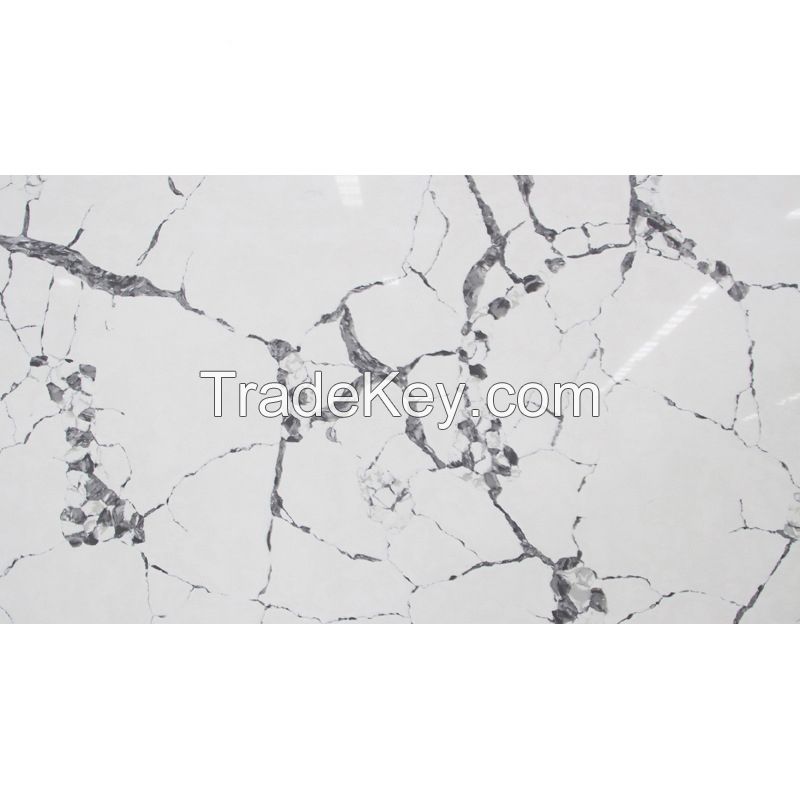 Artificial Stone 20mm Calacatta White Quartz Slabs Natural Marble Wholesale Quartz Stone for Kitchen Countertops Vanity