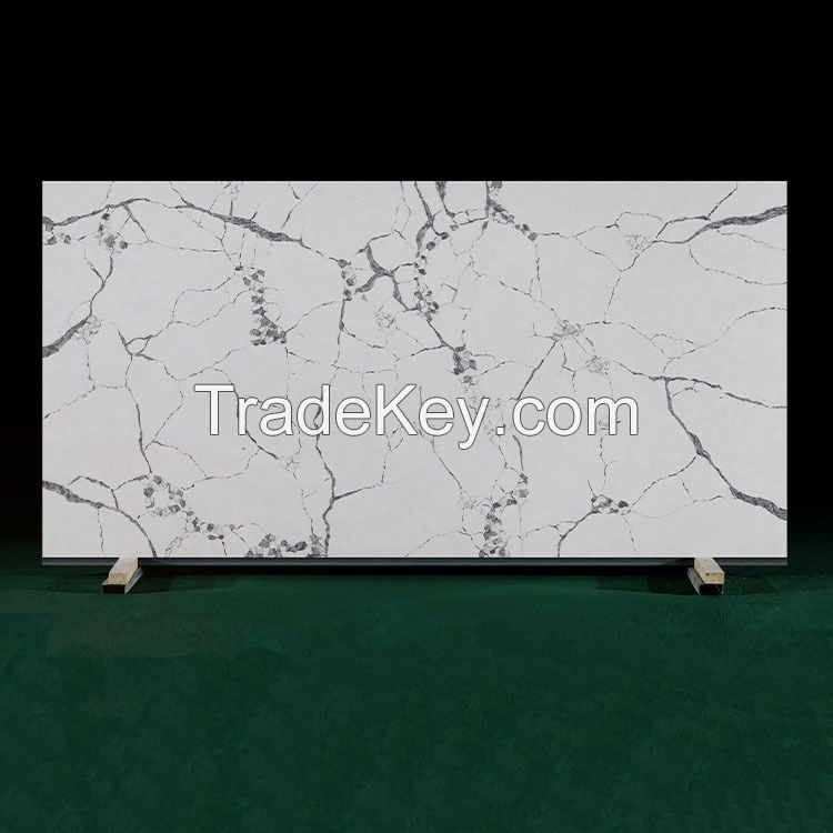 Artificial Stone 20mm Calacatta White Quartz Slabs Natural Marble Wholesale Quartz Stone for Kitchen Countertops Vanity