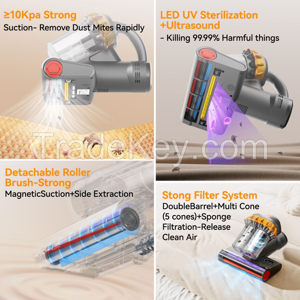 E.LUO Household Bed Dust Mite Remover Controller Mattress Vacuum Cleaner With UV Light Vaccum Cleaner For Mattress Care