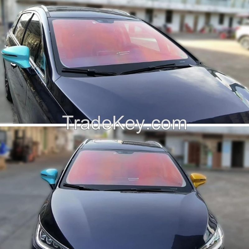 Wholesale Dazzle Film Colorful Laser Stickers Magic Color Changing Flower Wrapping Transparent Glass Pvc Film