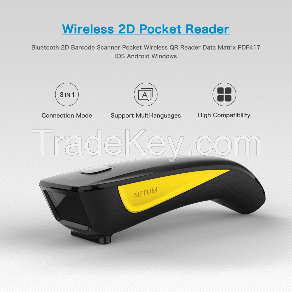 NETUM C750 OEM Handheld Bluetooth Bar code Reader Portable Mini Wireless 1D 2D Qr Code Barcode Scanner