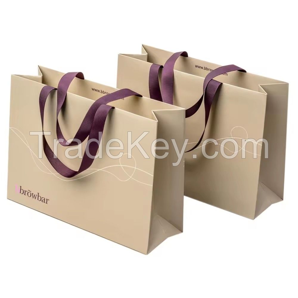 Factory Customized Kraft Paper Bags With Your Own Personal Logo Shopping Gift Paper Bags