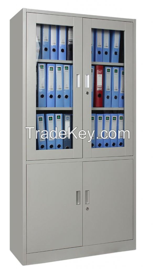 Glass  4 door metal storage cupboard steel file cabinet