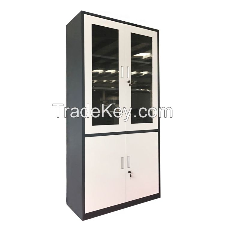 Glass  4 door metal storage cupboard steel file cabinet