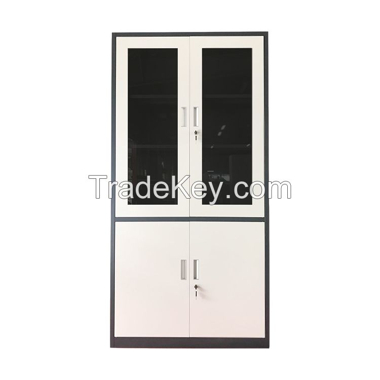Glass  4 door metal storage cupboard steel file cabinet