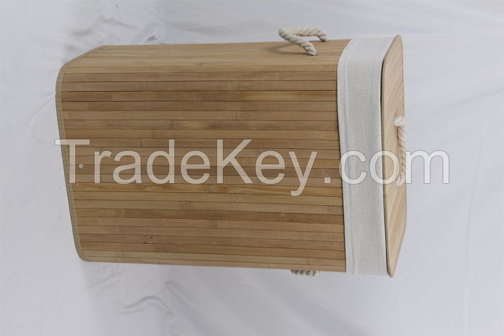 Wholesale natural bamboo color foldable laundry basket for home cleaning