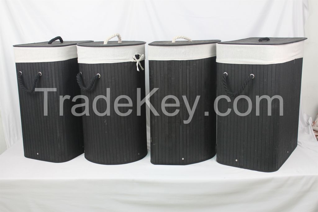 Factory directly supply wholesale black color foldable laundry basket for home cleaning and organize