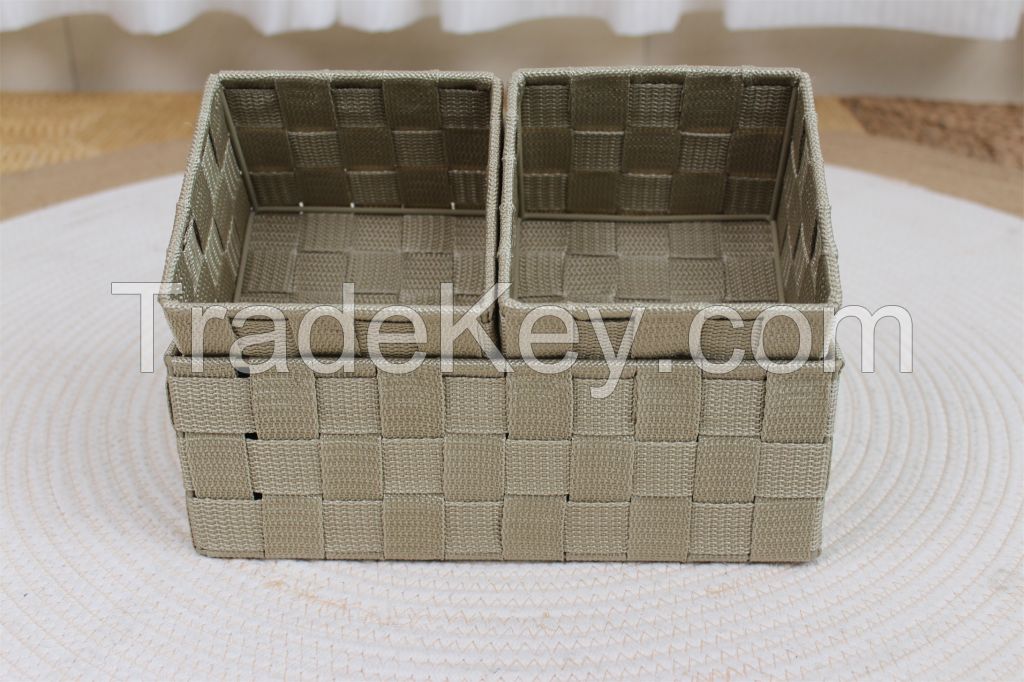 Factory wholesale PP material small size set of 3 storage basket for home storage and organize