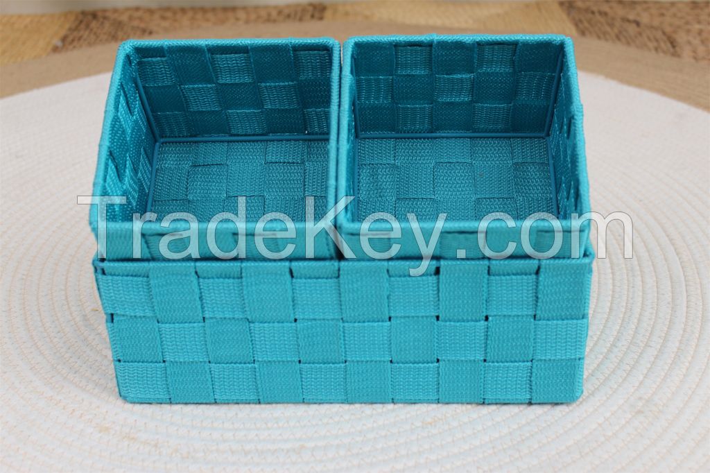 Factory wholesale PP material small size set of 3 storage basket for home storage and organize