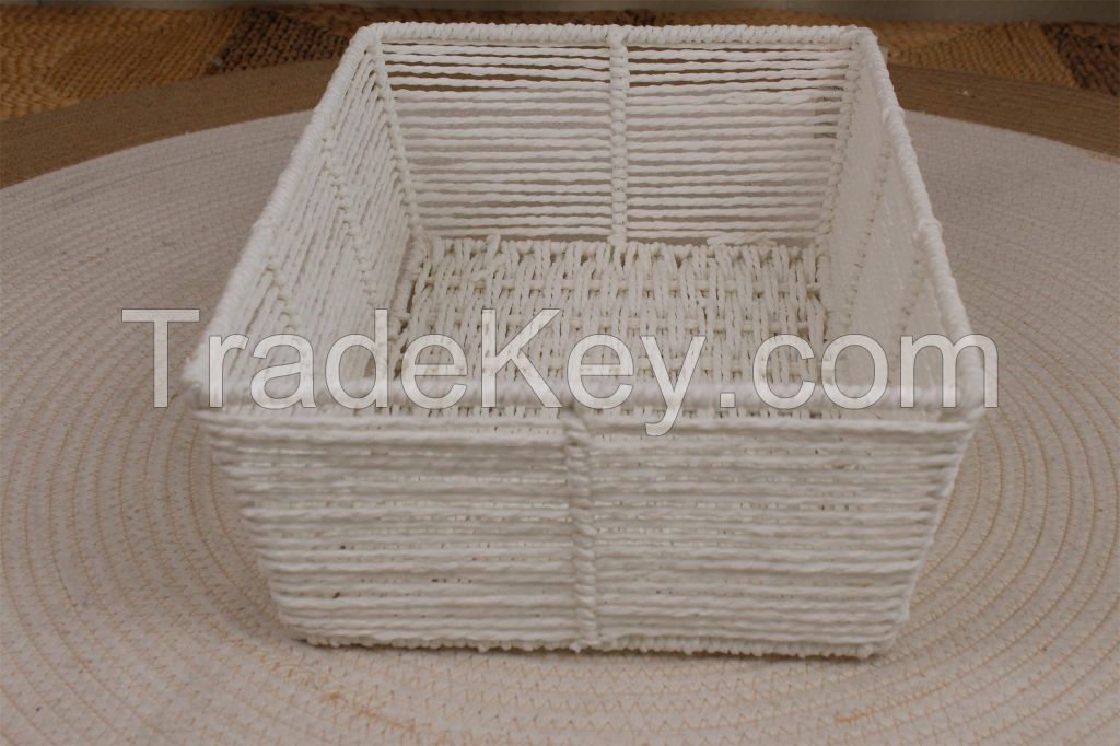 Wholesale white color paper string storage basket for home storage