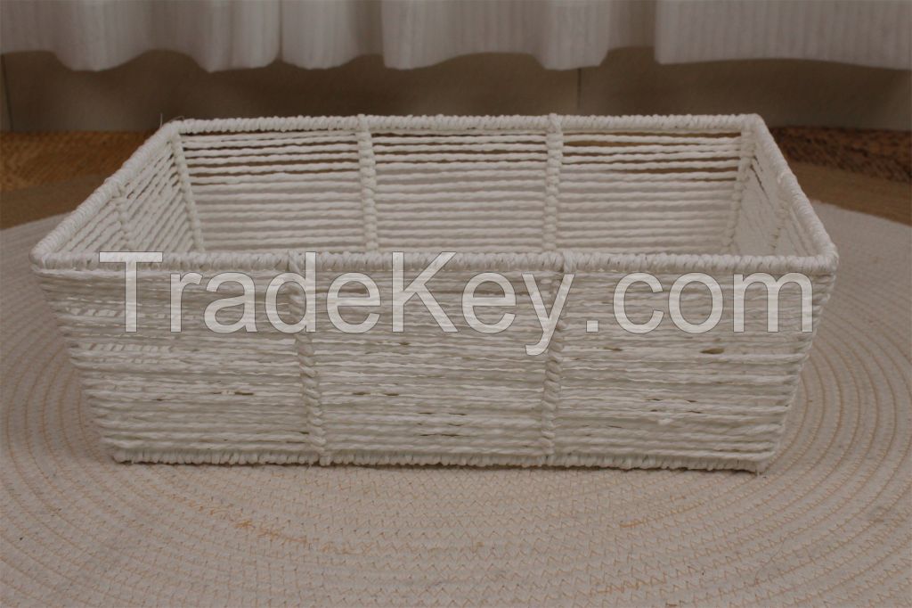 Wholesale white color paper string storage basket for home storage