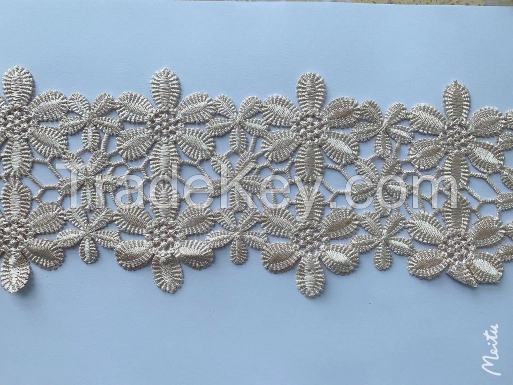 wholesale guipure lace embroidery lace trim fabric water soluble lace for dress