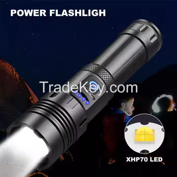 Super Bright COB P70.2 5000lm Battery Led Flashlight Display 5 Lighting Modes For Adventure, Hiking, Camping, Hunting